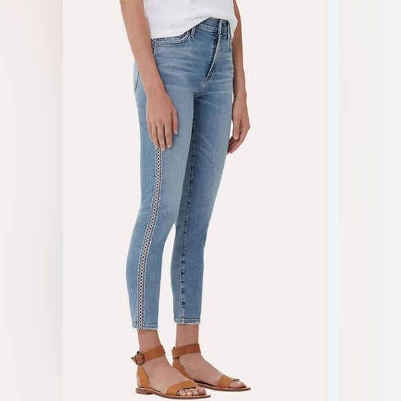 CITIZENS OF HUMANITY Women's Rocket Crop High Rise Skinny Chico Stripe Jean 24 - Picture 1 of 7